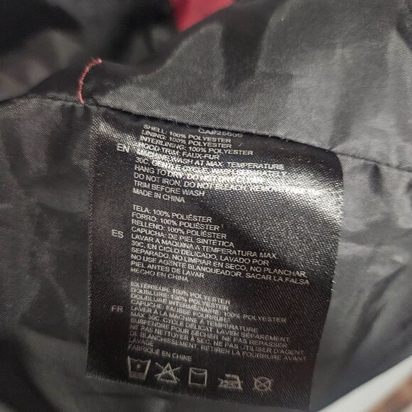 NOIZE Outerwear Womens Small Vegan Puffer Jacket Red Long Winter Coat SKI SNOW - Picture 9 of 10